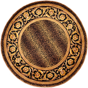 Safavieh Florence Hand-knotted Wool Area Rug - Luxurious Leopard Print With Floral Border For Timeless Elegance Assorted Wool Pile Fl11a-8sq