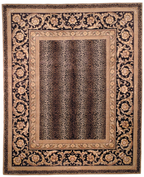 Safavieh Florence Hand-knotted Wool Area Rug - Luxurious Leopard Print With Floral Border For Timeless Elegance Assorted Wool Pile Fl11a-8sq