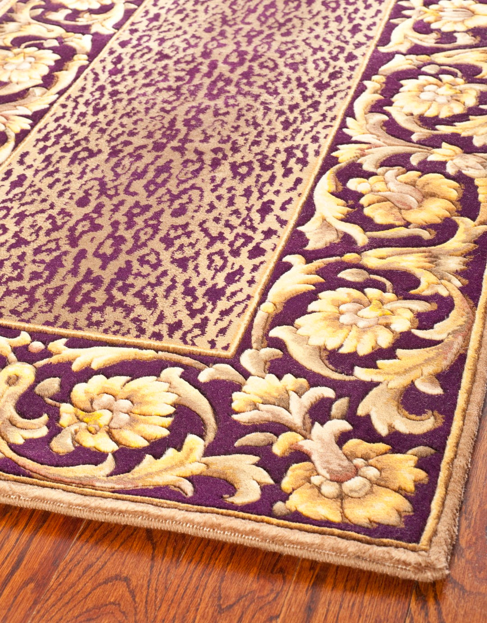 Safavieh Florence Hand-knotted Wool Area Rug - Luxurious Leopard Print With Floral Border For Timeless Elegance Assorted Wool Pile Fl11c-8sq