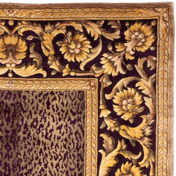 Safavieh Florence Hand-knotted Wool Area Rug - Luxurious Leopard Print With Floral Border For Timeless Elegance Assorted Wool Pile Fl11c-8sq