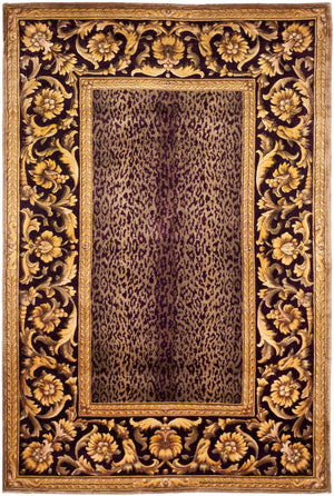 Safavieh Florence Hand-knotted Wool Area Rug - Luxurious Leopard Print With Floral Border For Timeless Elegance Assorted Wool Pile Fl11c-8sq