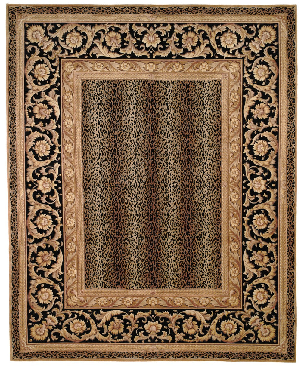 Safavieh Florence Hand-knotted Wool Area Rug - Luxurious Leopard Print With Floral Border For Timeless Elegance Assorted Wool Pile Fl11c-8sq