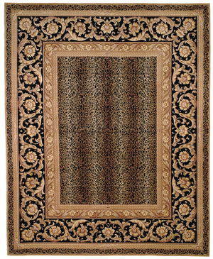 Safavieh Florence Hand-knotted Wool Area Rug - Luxurious Leopard Print With Floral Border For Timeless Elegance Assorted Wool Pile Fl11c-8sq