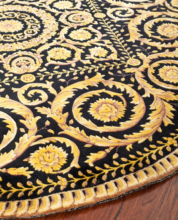 Safavieh Florence Hand-knotted Wool Area Rug - Luxurious Navy And Gold Design For Timeless Home Elegance Assorted Wool Pile Fl13a-8sq