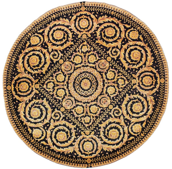 Safavieh Florence Hand-knotted Wool Area Rug - Luxurious Navy And Gold Design For Timeless Home Elegance Assorted Wool Pile Fl13a-8sq