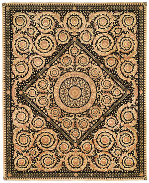 Safavieh Florence Hand-knotted Wool Area Rug - Luxurious Navy And Gold Design For Timeless Home Elegance Assorted Wool Pile Fl13a-8sq