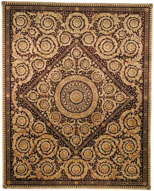 Safavieh Florence Hand-knotted Wool Area Rug - Luxurious Navy And Gold Design For Timeless Home Elegance Assorted Wool Pile Fl13b-8sq