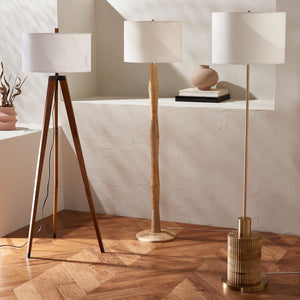 Safavieh CAMEO, 62.5-Inch Walnut Wood & Iron Floor Lamp - Elegant Ambient Lighting for Modern & Classic Spaces FLL4102A