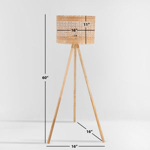 Safavieh AKROYD, 63-Inch Natural Wood Floor Lamp - Elegant Lighting for Living Rooms & Bedrooms, Minimalist Design FLL2001A