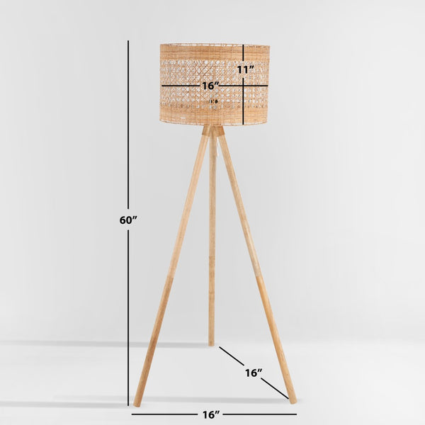 Safavieh AKROYD, 63-Inch Natural Wood Floor Lamp - Elegant Lighting for Living Rooms & Bedrooms, Minimalist Design FLL2001A