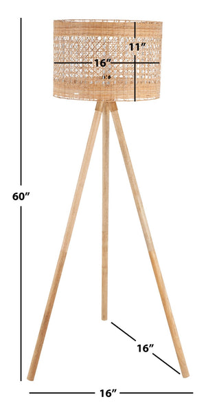 Safavieh AKROYD, 63-Inch Natural Wood Floor Lamp - Elegant Lighting for Living Rooms & Bedrooms, Minimalist Design FLL2001A