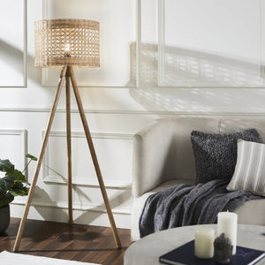 Safavieh AKROYD, 63-Inch Natural Wood Floor Lamp - Elegant Lighting for Living Rooms & Bedrooms, Minimalist Design FLL2001A