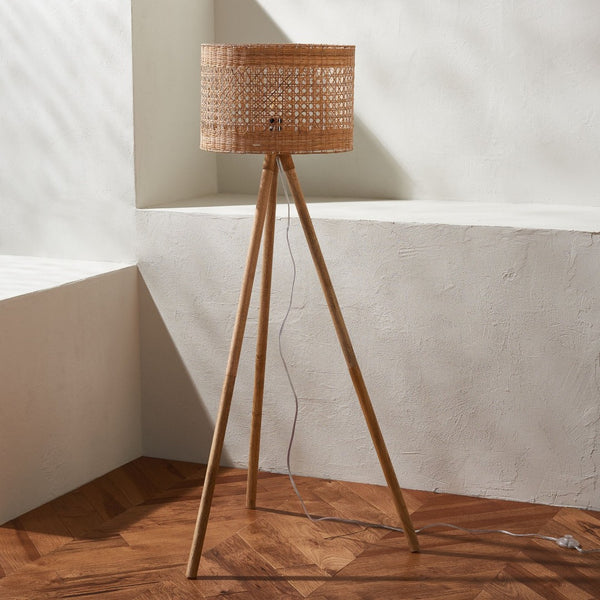 Safavieh AKROYD, 63-Inch Natural Wood Floor Lamp - Elegant Lighting for Living Rooms & Bedrooms, Minimalist Design FLL2001A