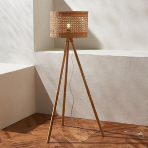 Safavieh AKROYD, 63-Inch Natural Wood Floor Lamp - Elegant Lighting for Living Rooms & Bedrooms, Minimalist Design FLL2001A