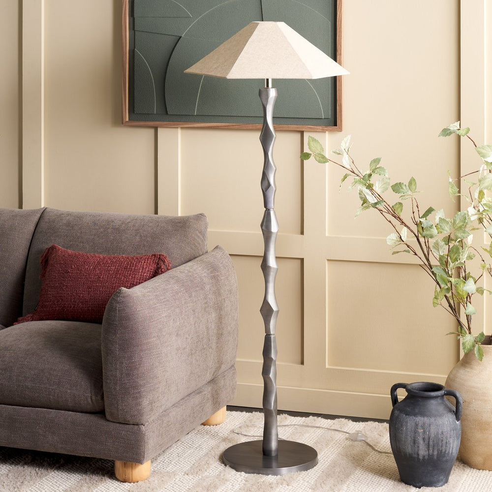 Safavieh Delphi, 59-inch Silver Metal Floor Lamp - Modern Elegance For Living Rooms, Bedrooms & Offices Silver Metal Body ,Fabric Shade Fll2003a