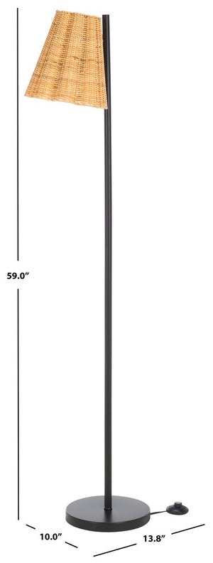 Safavieh Mio, 60 Inch, Natural/Black, Natural Cane/Iron Floor Lamp FLL3006A
