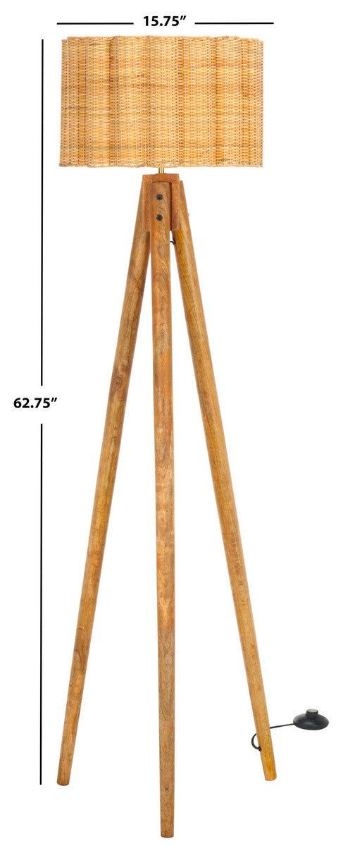 Safavieh Nalani, 62 Inch, Natural, Mango Wood/Cane/Iron Floor Lamp FLL3007A
