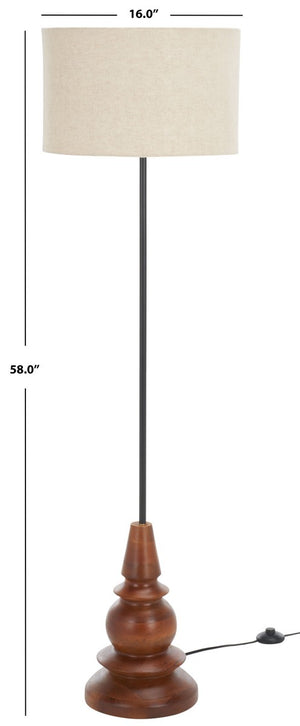 Safavieh Messina, 58 Inch, Light Walnut/Gold, Mango Wood/Iron Floor Lam FLL3008A