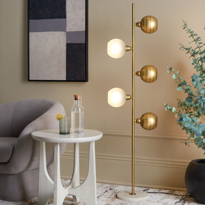 Safavieh Syna, 5 Light, 60 Inch, Multi, Glass/Iron/Marble Floor Lamp FLL3009A