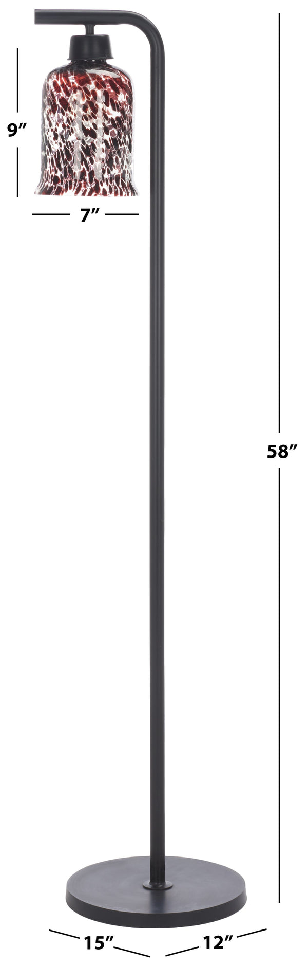 Safavieh Nezara, Elegant 58-inch Black/Brown Tortoise Metal/Glass Floor Lamp For Modern Home Ambiance Black ,Brown Tortoise Metal & Glass Body ,Glass Shade Fll3010a