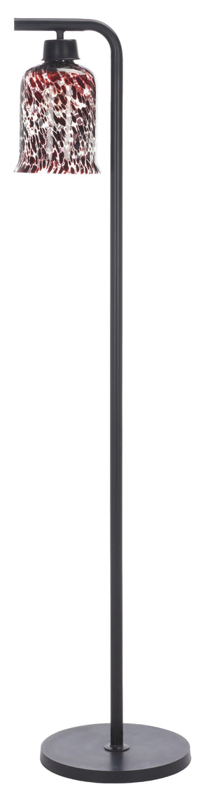 Safavieh Nezara, Elegant 58-inch Black/Brown Tortoise Metal/Glass Floor Lamp For Modern Home Ambiance Black ,Brown Tortoise Metal & Glass Body ,Glass Shade Fll3010a