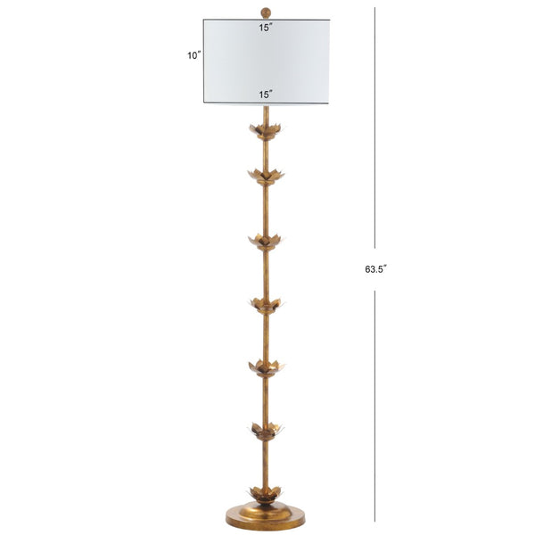 Safavieh LANDEN, 63.5-Inch Antique Gold Iron Floor Lamp - Elegant Slim Design for Living Rooms & Bedrooms FLL4003A