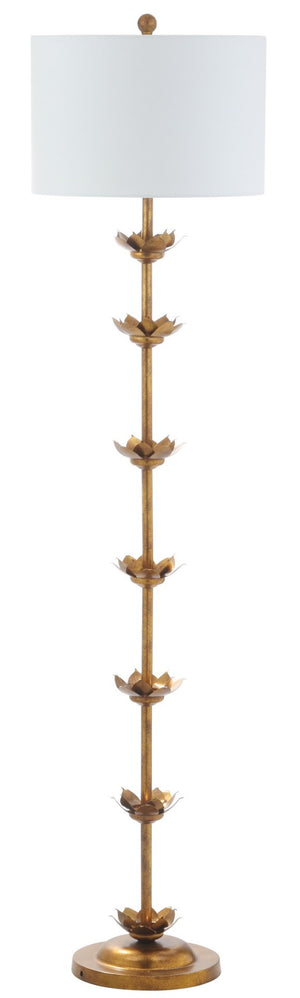 Safavieh LANDEN, 63.5-Inch Antique Gold Iron Floor Lamp - Elegant Slim Design for Living Rooms & Bedrooms FLL4003A