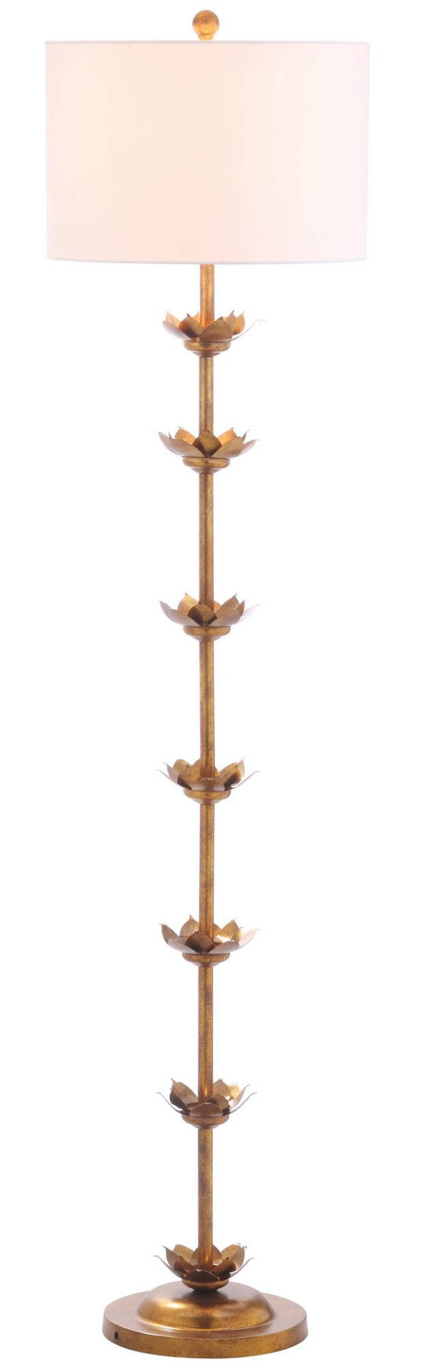 Safavieh LANDEN, 63.5-Inch Antique Gold Iron Floor Lamp - Elegant Slim Design for Living Rooms & Bedrooms FLL4003A
