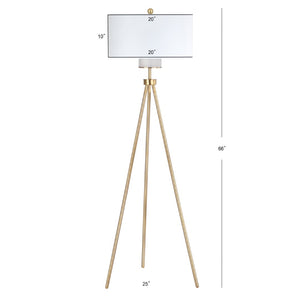 Safavieh ENRICA, 66-Inch Brass Iron Floor Lamp with Linen Shade - Modern Classic Design for Warm Ambiance FLL4008A