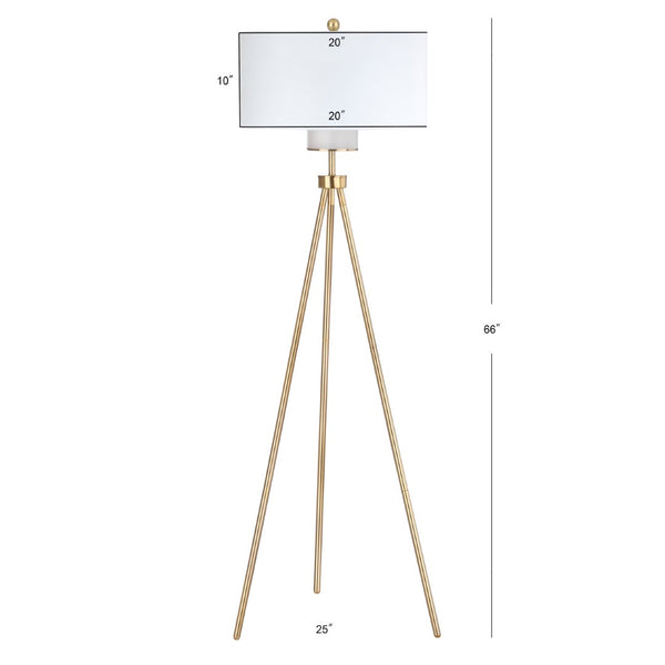 Safavieh ENRICA, 66-Inch Brass Iron Floor Lamp with Linen Shade - Modern Classic Design for Warm Ambiance FLL4008A
