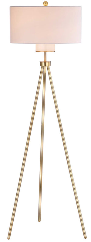 Safavieh ENRICA, 66-Inch Brass Iron Floor Lamp with Linen Shade - Modern Classic Design for Warm Ambiance FLL4008A
