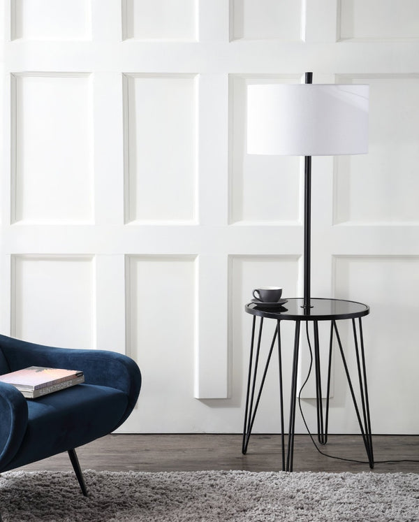 Safavieh CIRO, 58-Inch Black/White Floor Lamp with Glass Table – Modern Design for Stylish Ambiance & Functionality FLL4010A