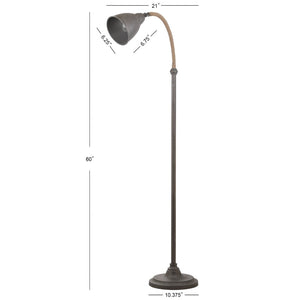 Safavieh NALDO, 60-Inch Grey Iron & Rope Floor Lamp - Elegant Arc Design for Modern Living Spaces & Reading FLL4011A
