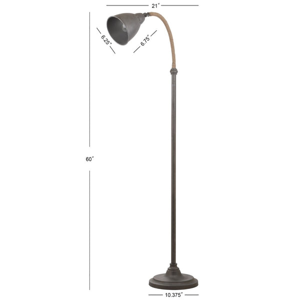 Safavieh NALDO, 60-Inch Grey Iron & Rope Floor Lamp - Elegant Arc Design for Modern Living Spaces & Reading FLL4011A