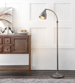 Safavieh NALDO, 60-Inch Grey Iron & Rope Floor Lamp - Elegant Arc Design for Modern Living Spaces & Reading FLL4011A