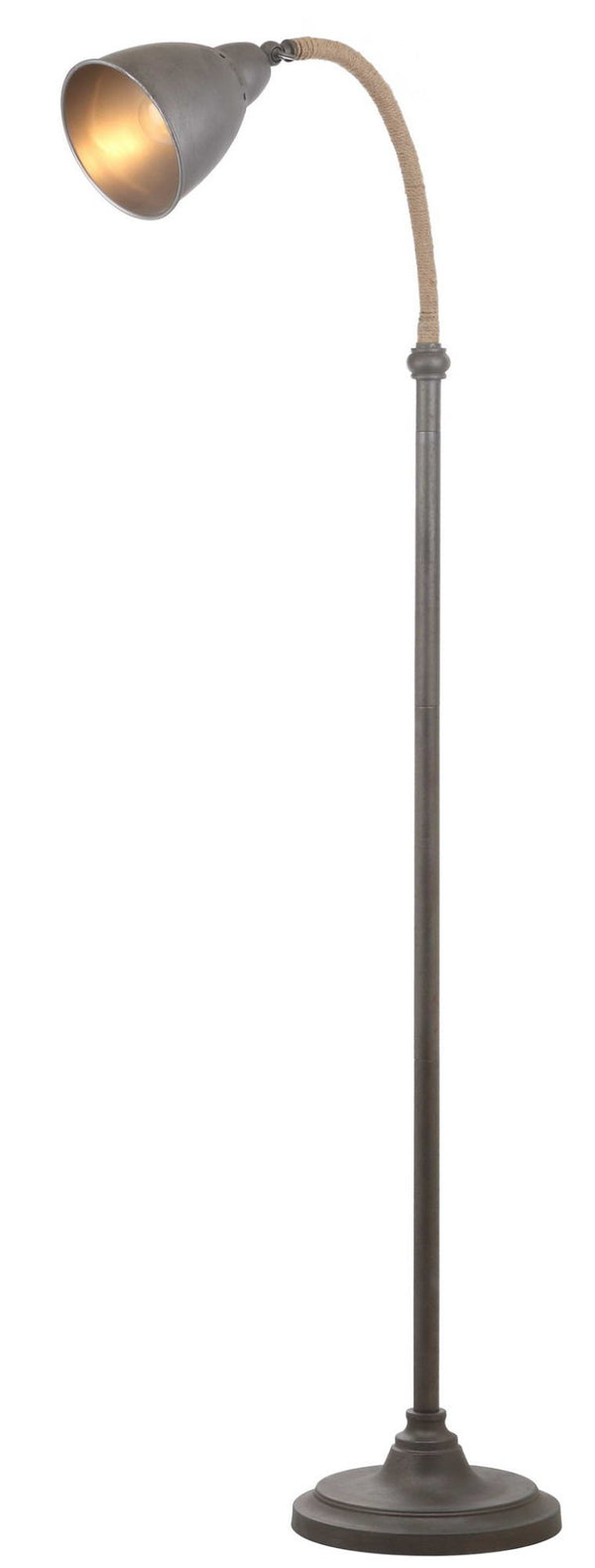 Safavieh NALDO, 60-Inch Grey Iron & Rope Floor Lamp - Elegant Arc Design for Modern Living Spaces & Reading FLL4011A