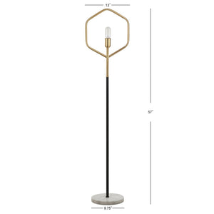 Safavieh MAVE, 57-Inch Brass and Black Iron Floor Lamp with White Marble Accent for Modern Spaces FLL4014A