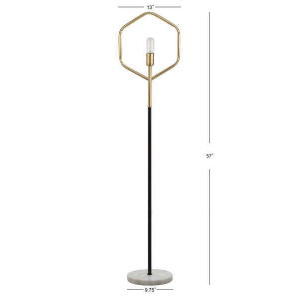 Safavieh MAVE, 57-Inch Brass and Black Iron Floor Lamp with White Marble Accent for Modern Spaces FLL4014A