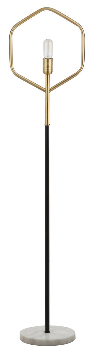 Safavieh MAVE, 57-Inch Brass and Black Iron Floor Lamp with White Marble Accent for Modern Spaces FLL4014A