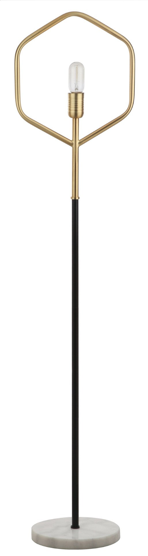 Safavieh MAVE, 57-Inch Brass and Black Iron Floor Lamp with White Marble Accent for Modern Spaces FLL4014A