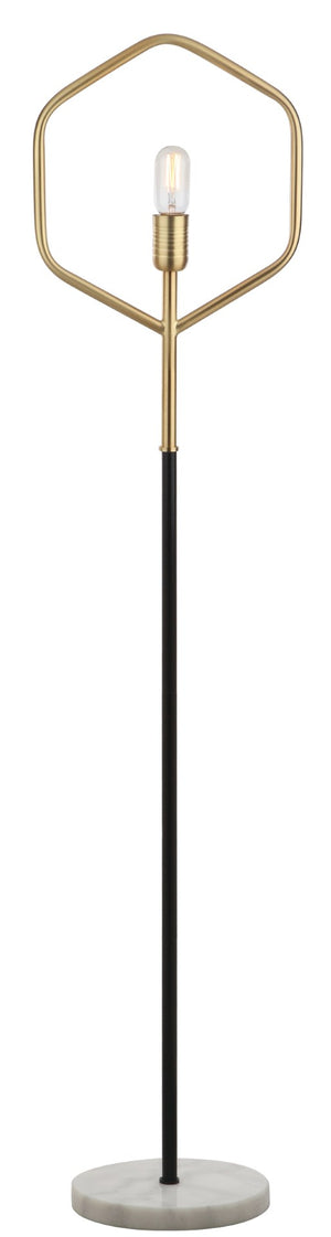 Safavieh MAVE, 57-Inch Brass and Black Iron Floor Lamp with White Marble Accent for Modern Spaces FLL4014A