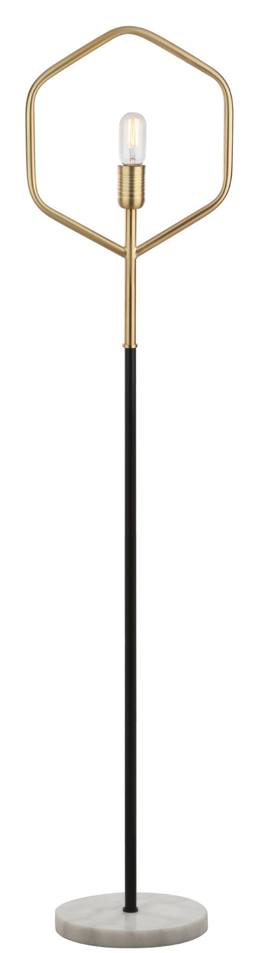 Safavieh MAVE, 57-Inch Brass and Black Iron Floor Lamp with White Marble Accent for Modern Spaces FLL4014A