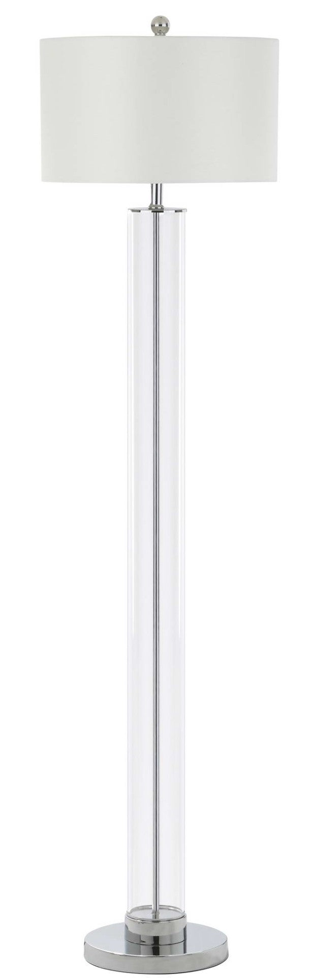 Safavieh LOVATO, 64-Inch Chrome & Clear Glass Floor Lamp - Modern Linen Shade for Stylish Ambient Lighting FLL4017A
