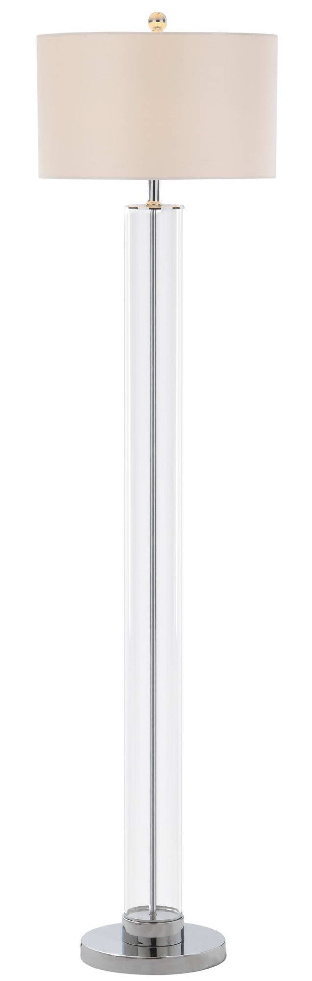 Safavieh LOVATO, 64-Inch Chrome & Clear Glass Floor Lamp - Modern Linen Shade for Stylish Ambient Lighting FLL4017A