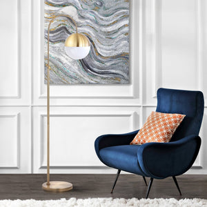 Safavieh JONAS, 55.5-Inch Brass Floor Lamp with Milk Glass Globe - Elegant Lighting for Modern Interiors FLL4018A