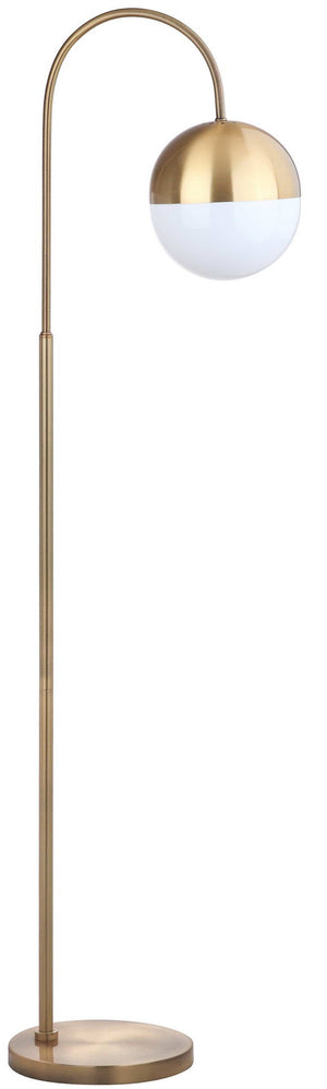 Safavieh JONAS, 55.5-Inch Brass Floor Lamp with Milk Glass Globe - Elegant Lighting for Modern Interiors FLL4018A