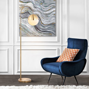 Safavieh JONAS, 55.5-Inch Brass Floor Lamp with Milk Glass Globe - Elegant Lighting for Modern Interiors FLL4018A
