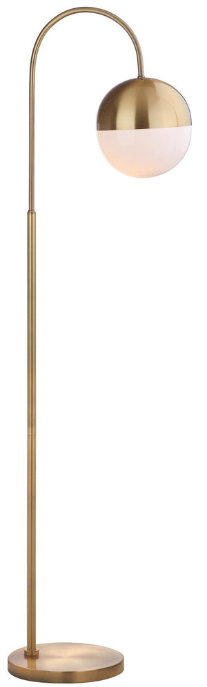 Safavieh JONAS, 55.5-Inch Brass Floor Lamp with Milk Glass Globe - Elegant Lighting for Modern Interiors FLL4018A