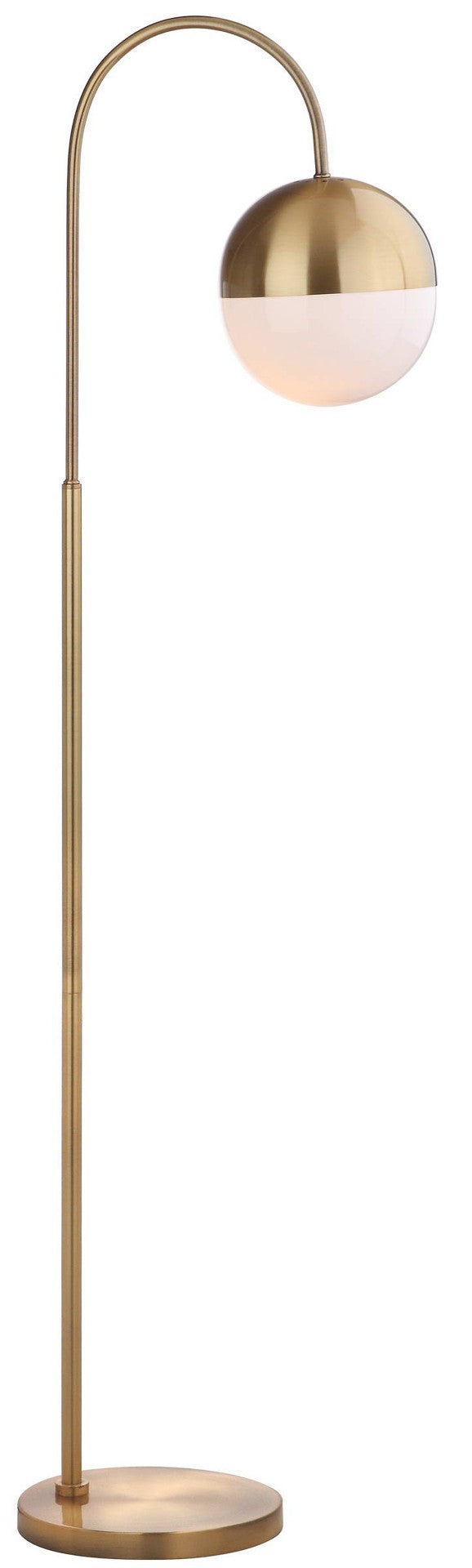 Safavieh JONAS, 55.5-Inch Brass Floor Lamp with Milk Glass Globe - Elegant Lighting for Modern Interiors FLL4018A
