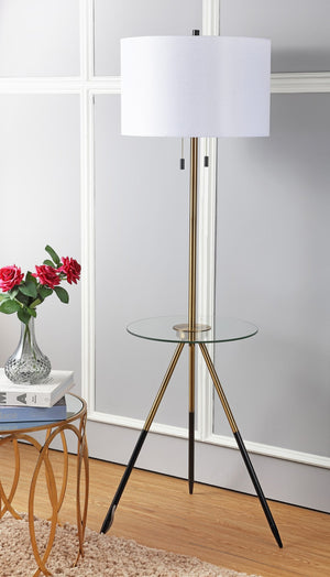 Safavieh MORRISON, 61-Inch Gold and Black Iron Floor Lamp - Stylish Minimalist Design for Modern Spaces FLL4020A